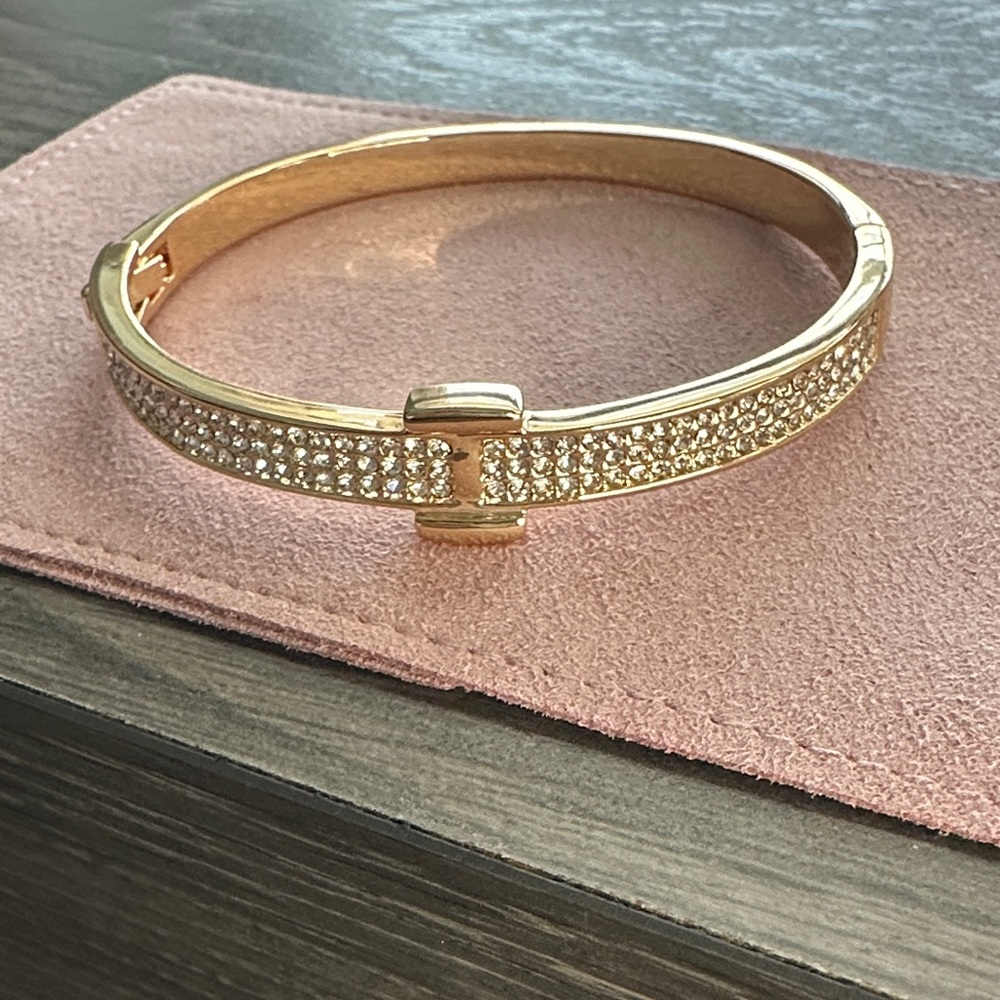 H Pavé Hinged Bangle Bracelet